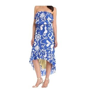 Lilly Pulitzer Dock Hopper Caldwell Dress Strapless Hi-Lo Nautical Summer Size S